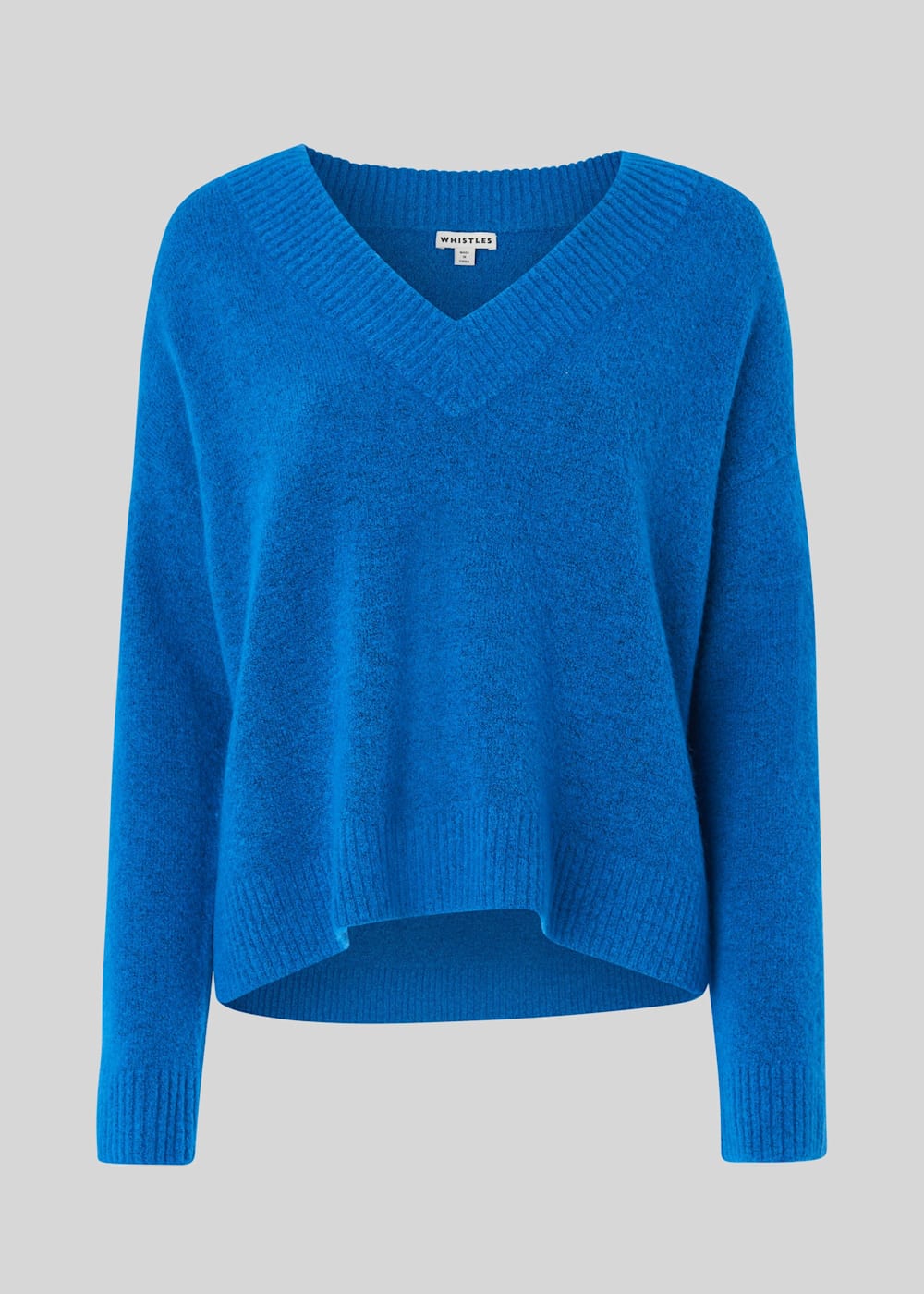 Blue Oversized V Neck Knit | WHISTLES | Whistles US |