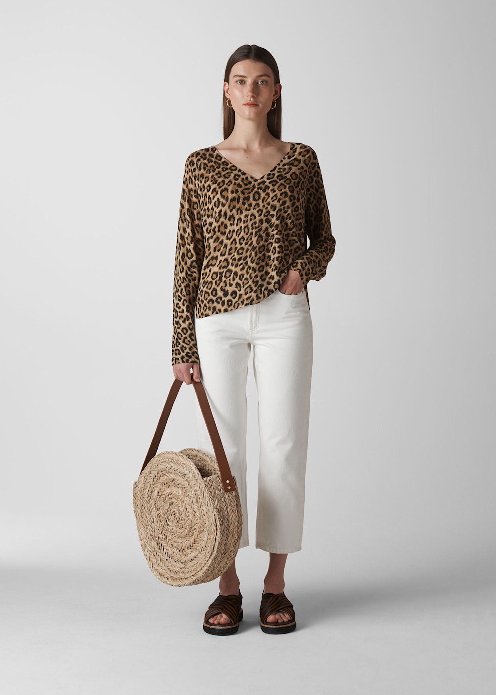 Leopard Print Leopard Print Linen Knit WHISTLES Whistles UK