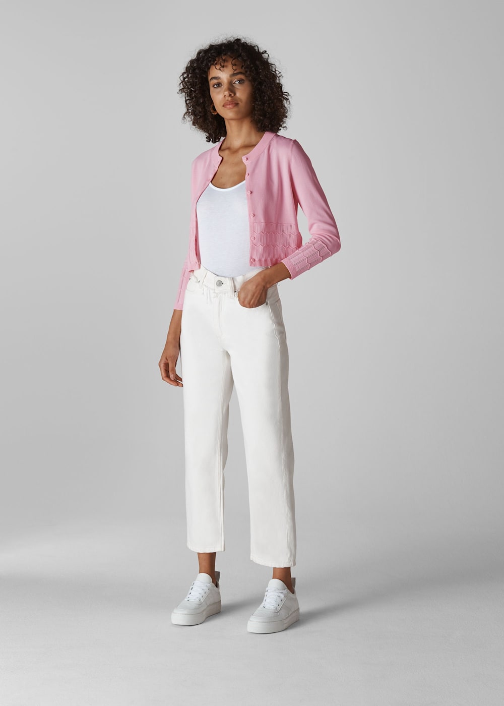 Pale Pink Pointelle Cardigan WHISTLES Whistles UK