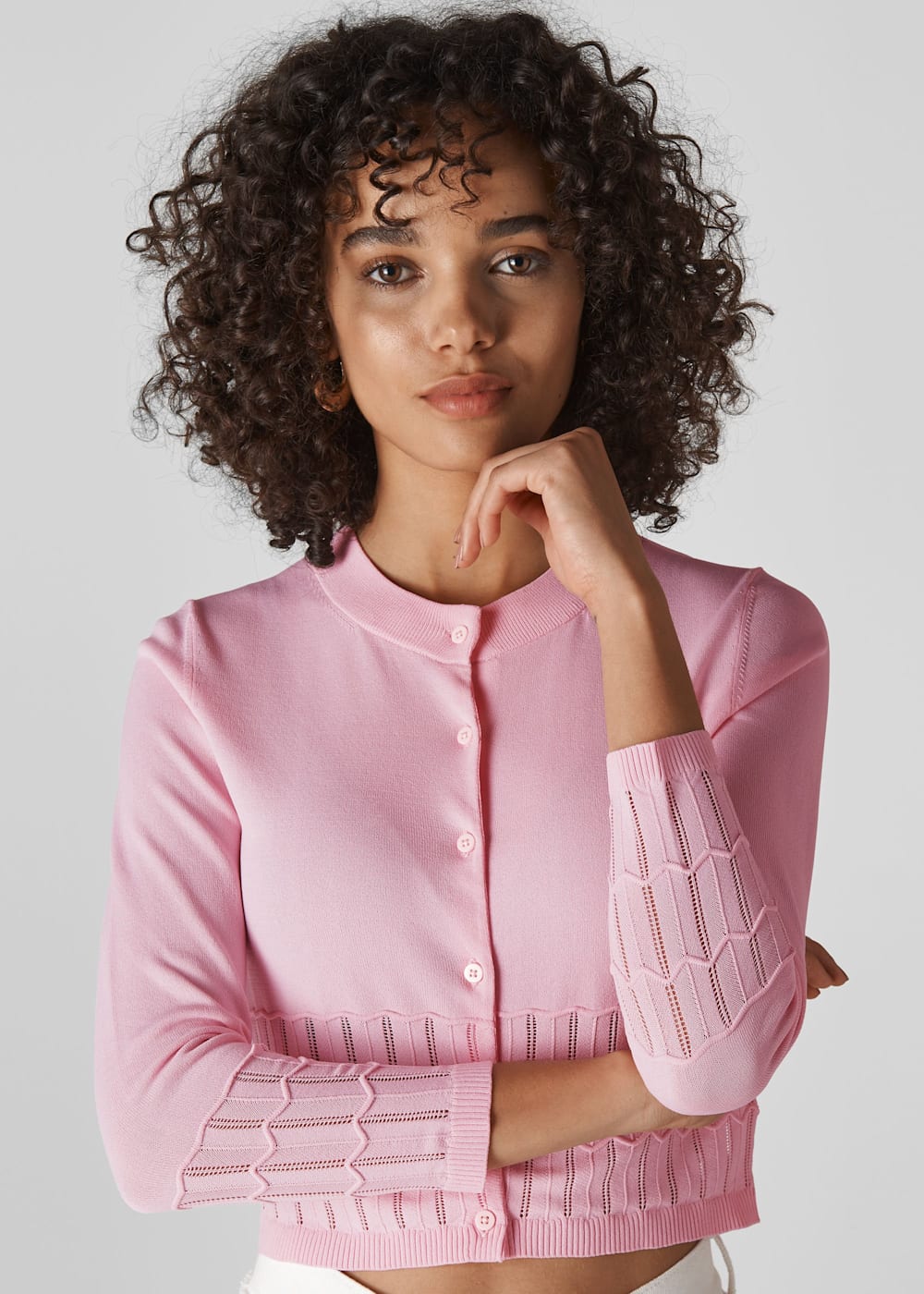 Pink pointelle cardigan new arrivals
