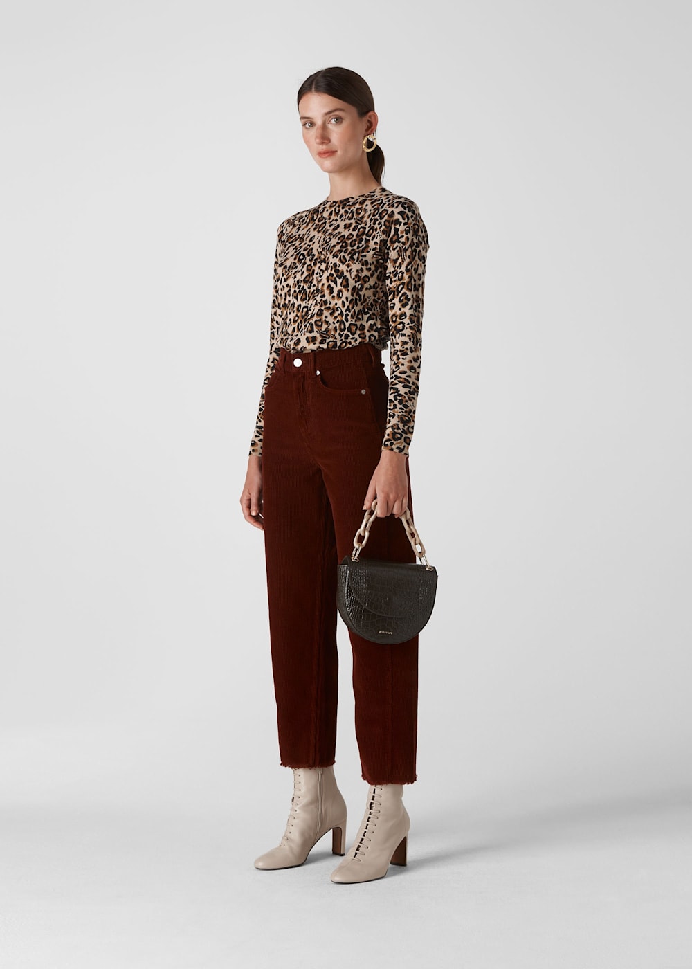 Leopard Print Crew Neck Knit WHISTLES Whistles UK