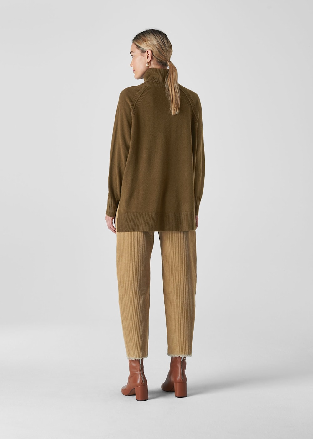 Olive Cashmere Roll Neck WHISTLES Whistles US