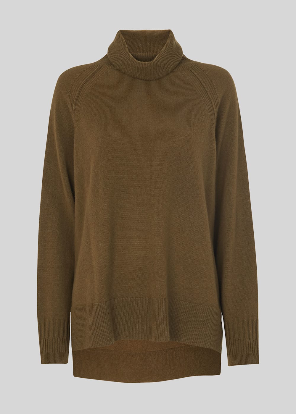 Olive Cashmere Roll Neck WHISTLES Whistles US