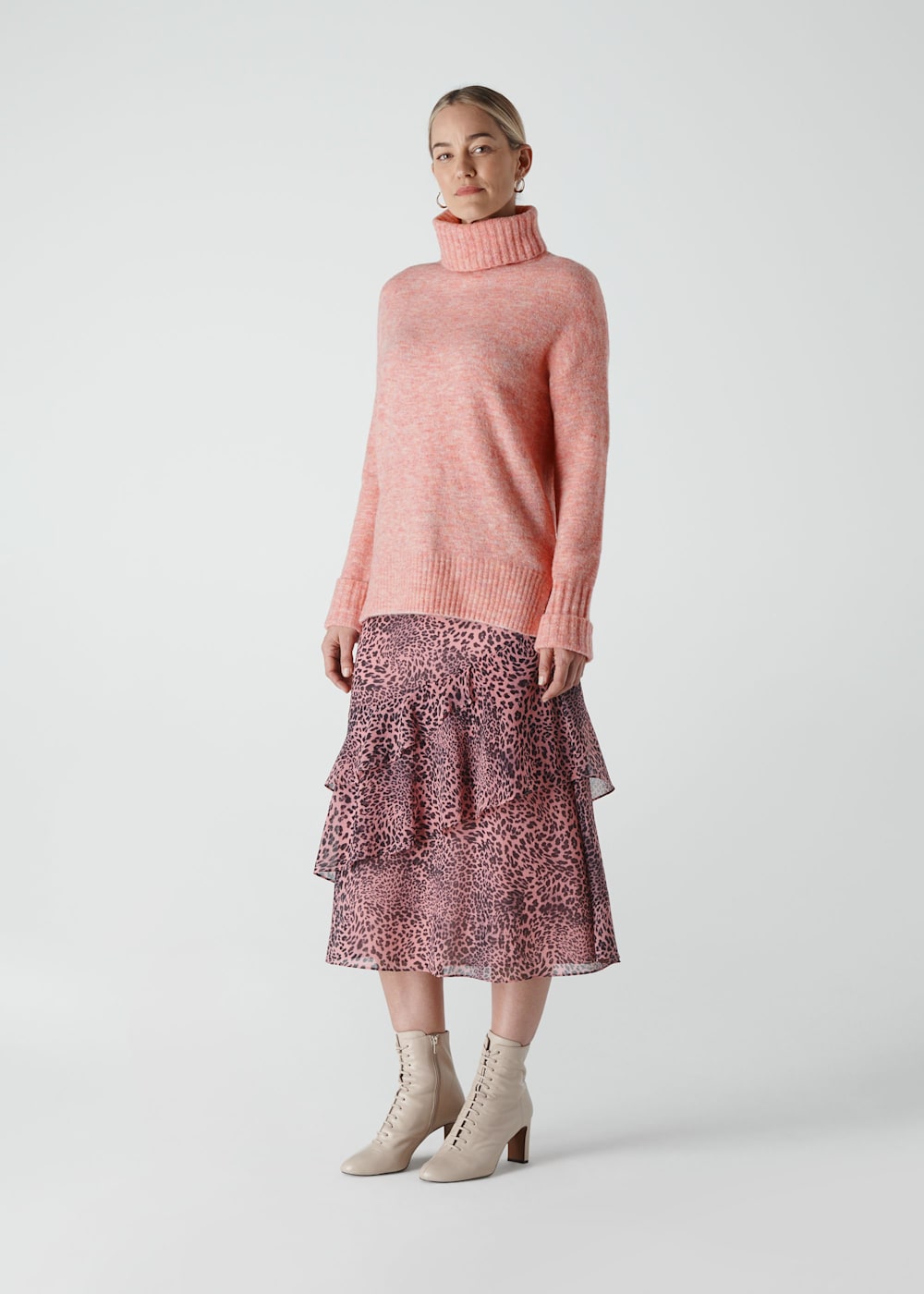 Pale pink polo neck online