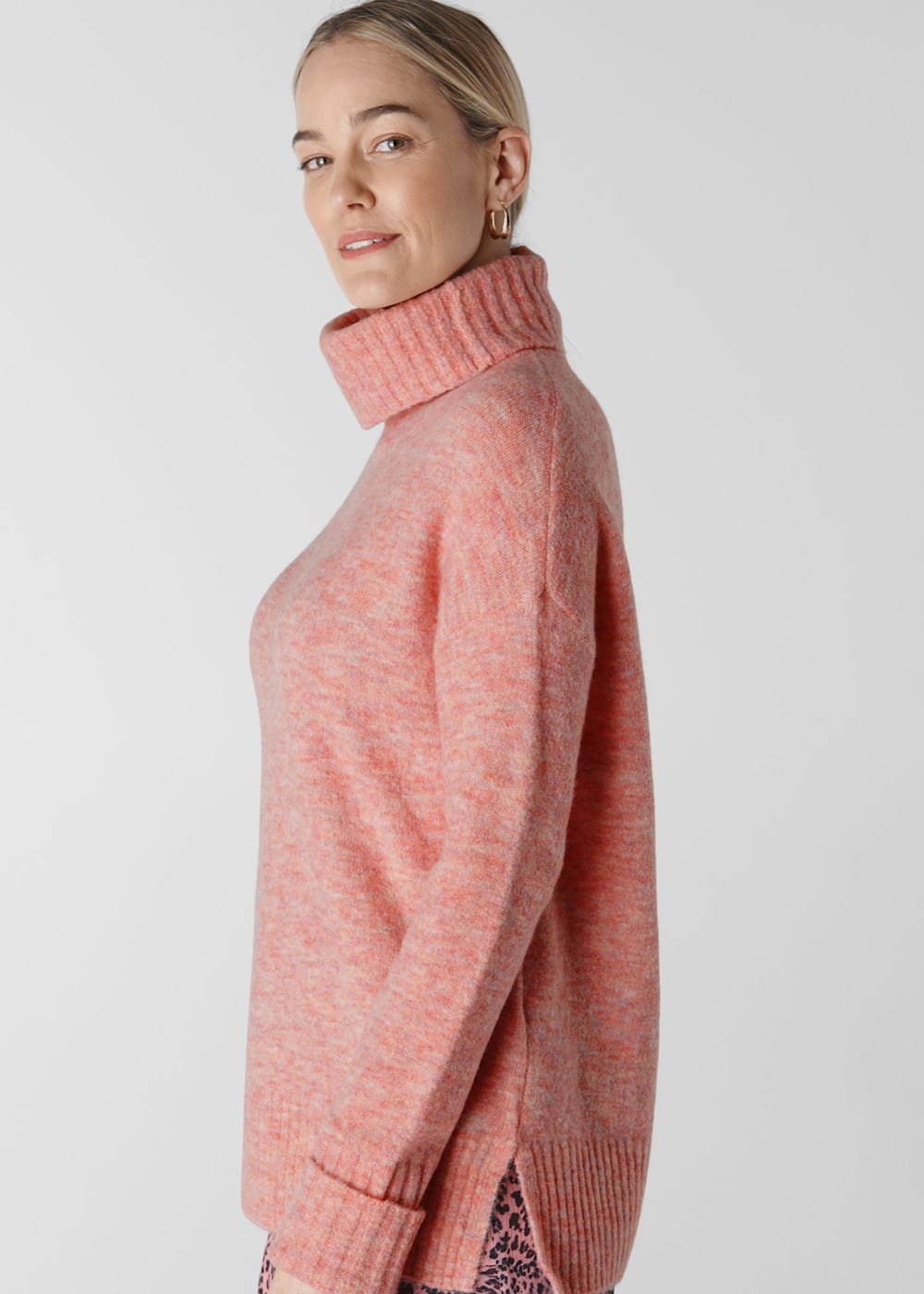 Pink oversized roll neck jumper new arrivals