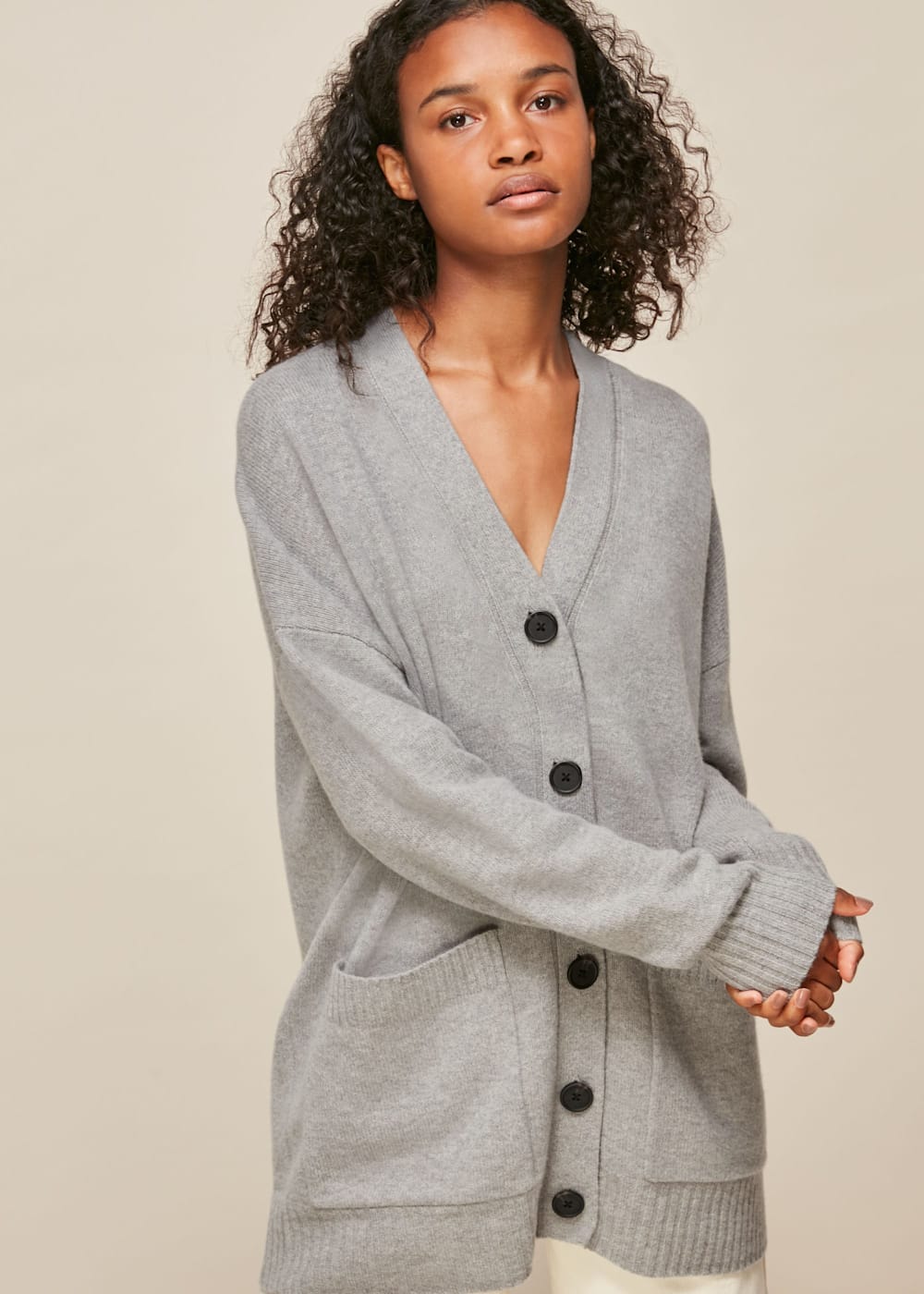 Women's Grey Long Line Pocket Wool Cardigan | Whistles US | Women's Grey Long Line Pocket Wool Cardigan | Whistles US |