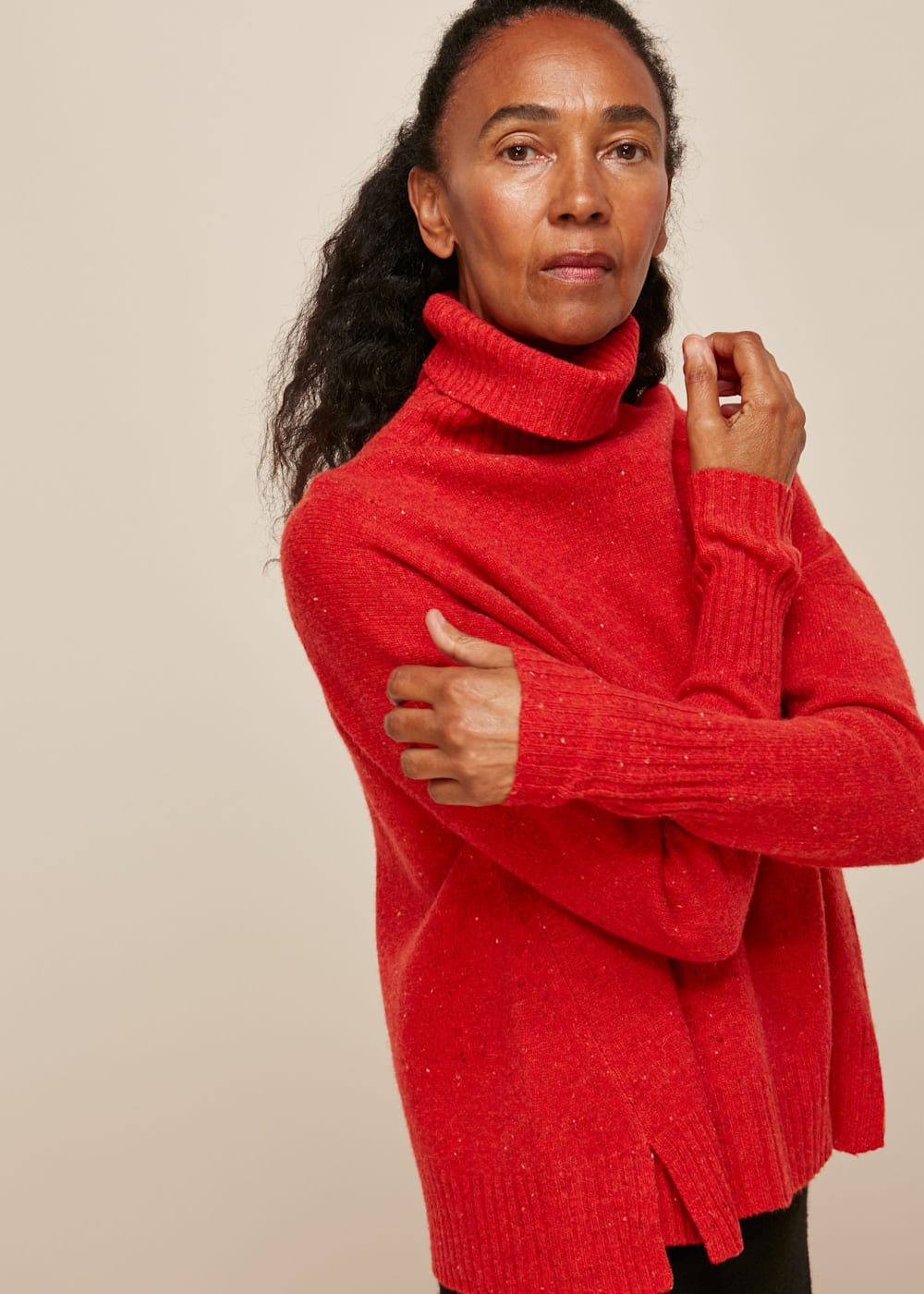 Red wool turtleneck sweater best sale