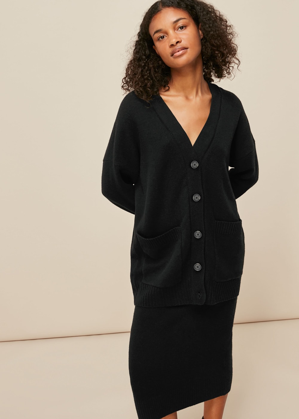 Black cardigan pockets sale