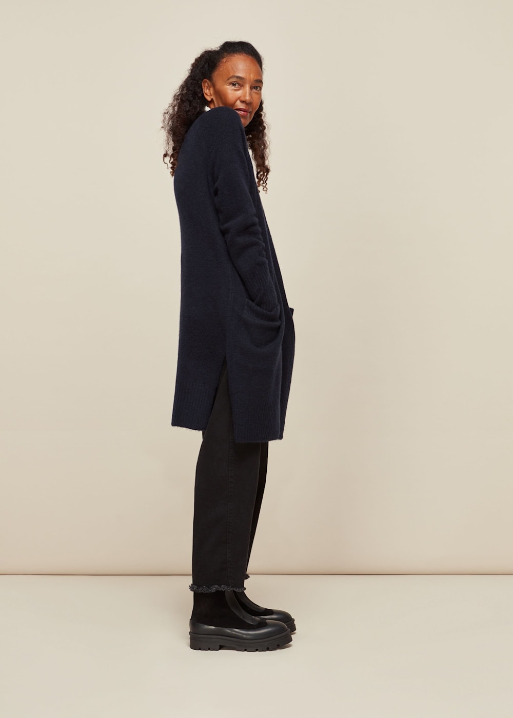 Long line navy cardigan best sale