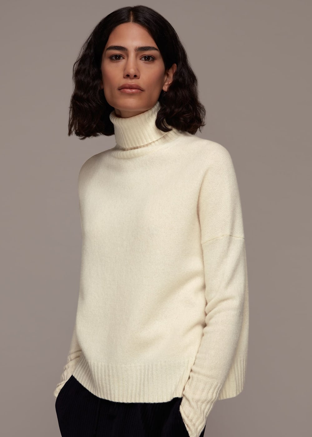 Roll neck wool sweater deals