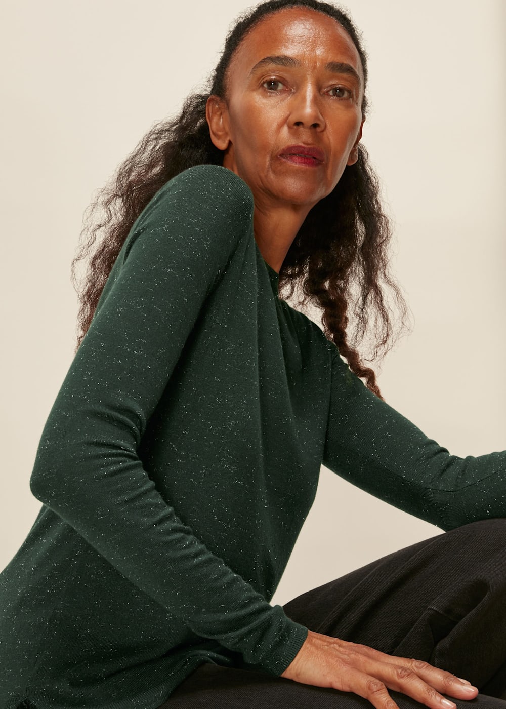 Green sparkle sweater top