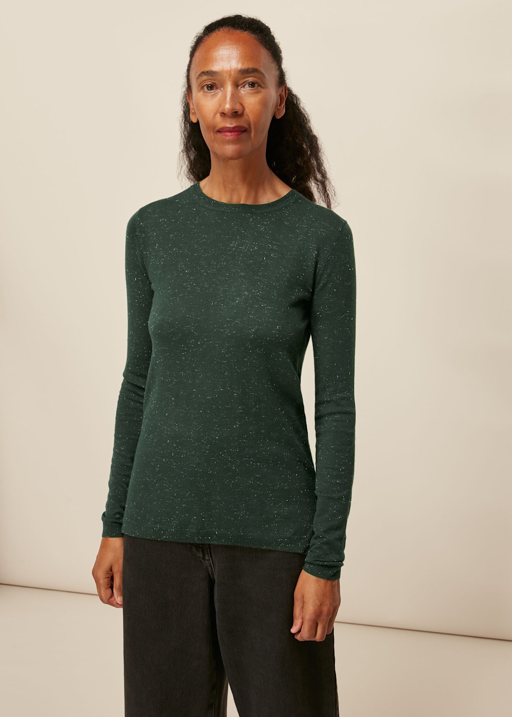 Dark Green Annie Sparkle Knit Sweater