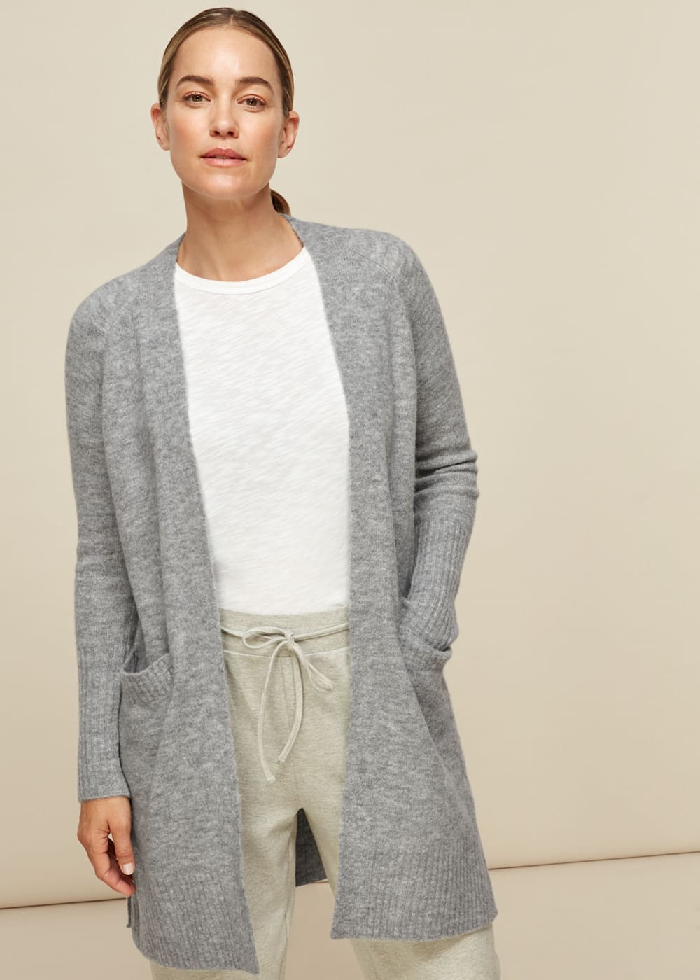 Grey wool cardigan sales