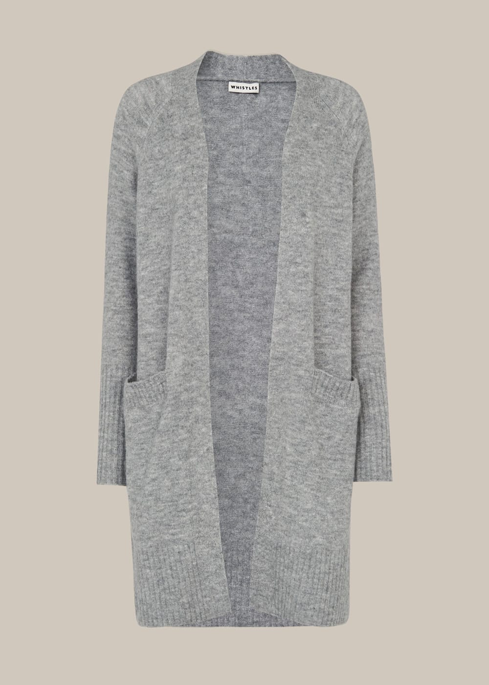 Grey Lilly Long Line Wool Cardigan WHISTLES Whistles UK