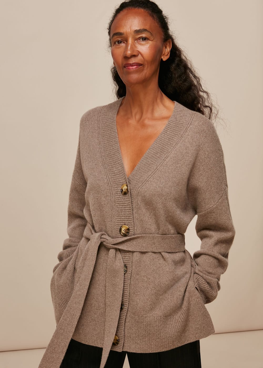 Neutral Belted Cashmere Cardigan | WHISTLES | Whistles US | Neutral Belted Cashmere Cardigan | WHISTLES | Whistles US |
