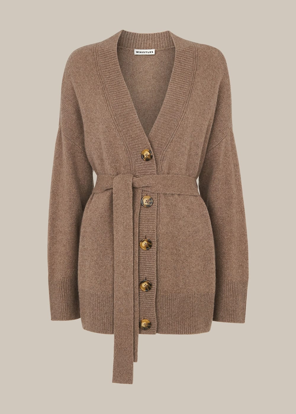 Neutral Belted Cashmere Cardigan | WHISTLES | Whistles US | Neutral Belted Cashmere Cardigan | WHISTLES | Whistles US |