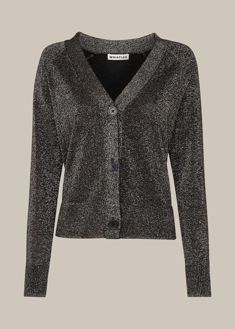 Silver Sparkle Button Front Cardigan WHISTLES Whistles UK