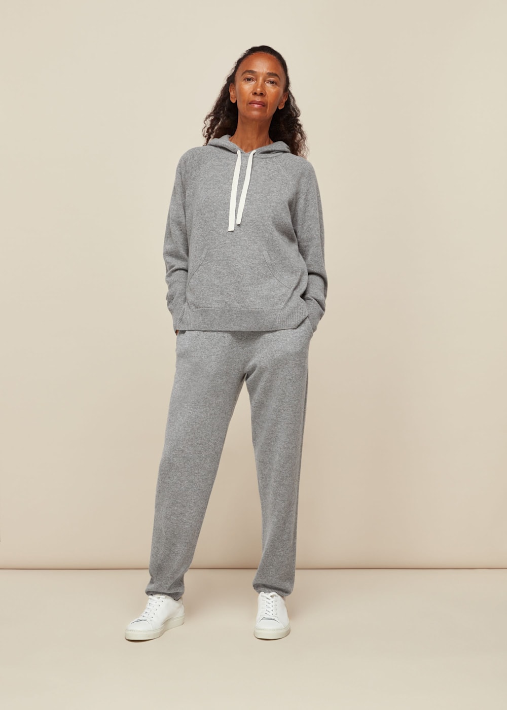 Grey Marl Cashmere Hooded Knit WHISTLES Whistles UK
