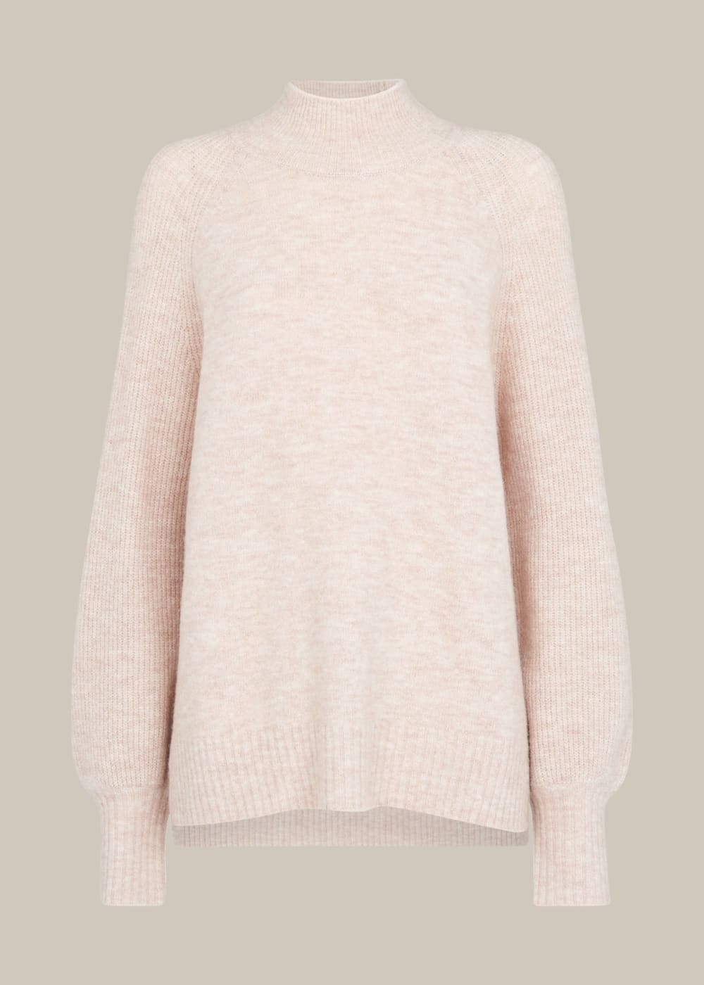 Oatmeal Full Sleeve Knitted Jumper WHISTLES Whistles UK