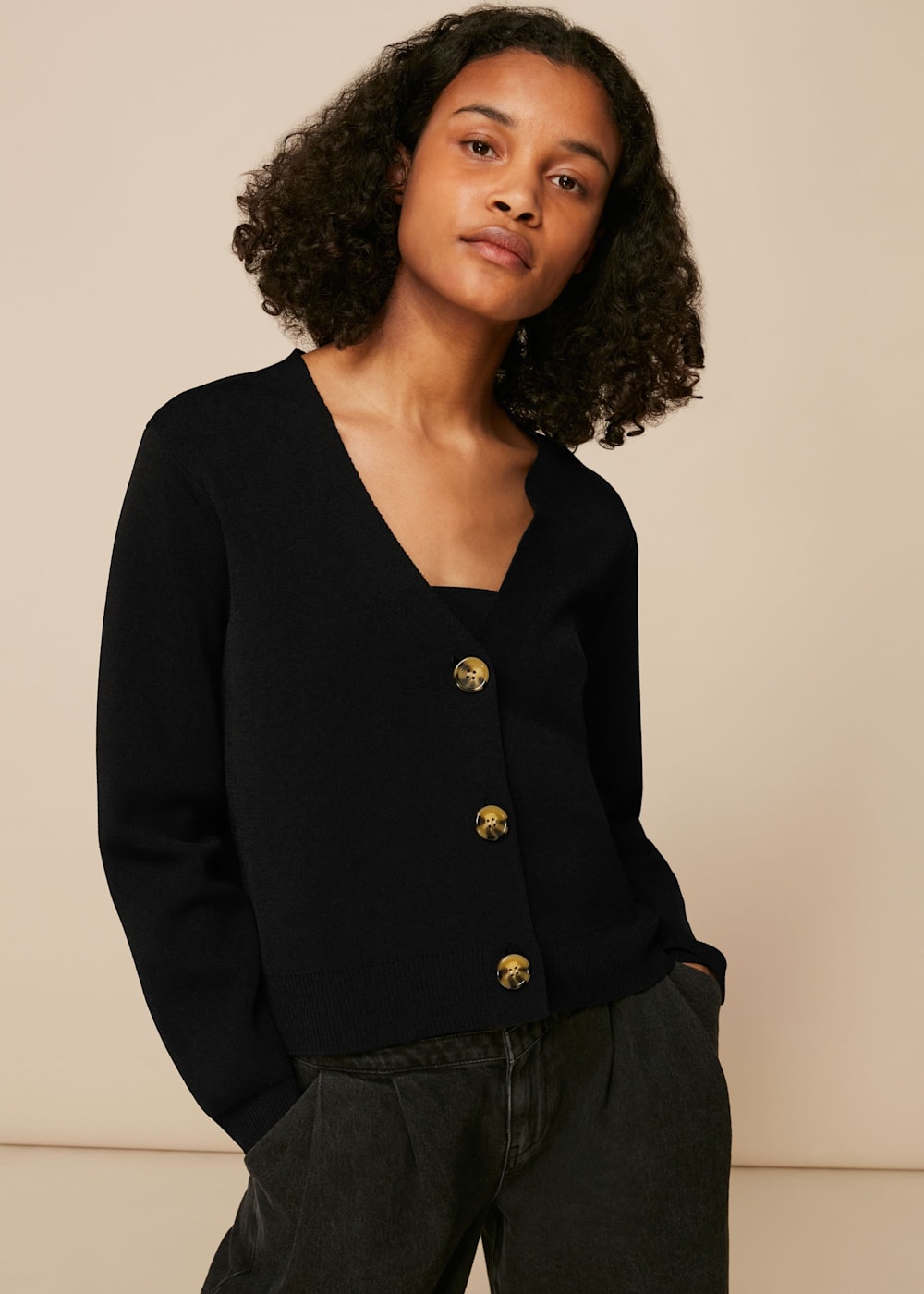 Knitted black cardigan hot sale
