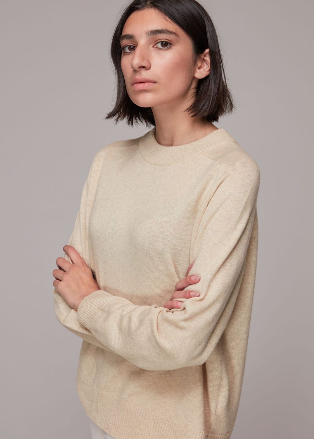 Ivory crew neck sweater on sale
