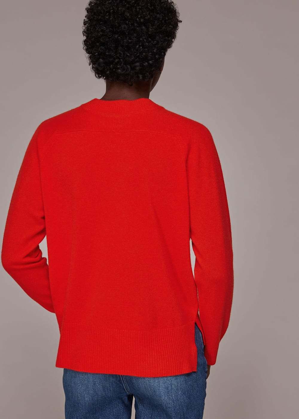Red Cashmere Crew Neck Jumper WHISTLES Whistles UK