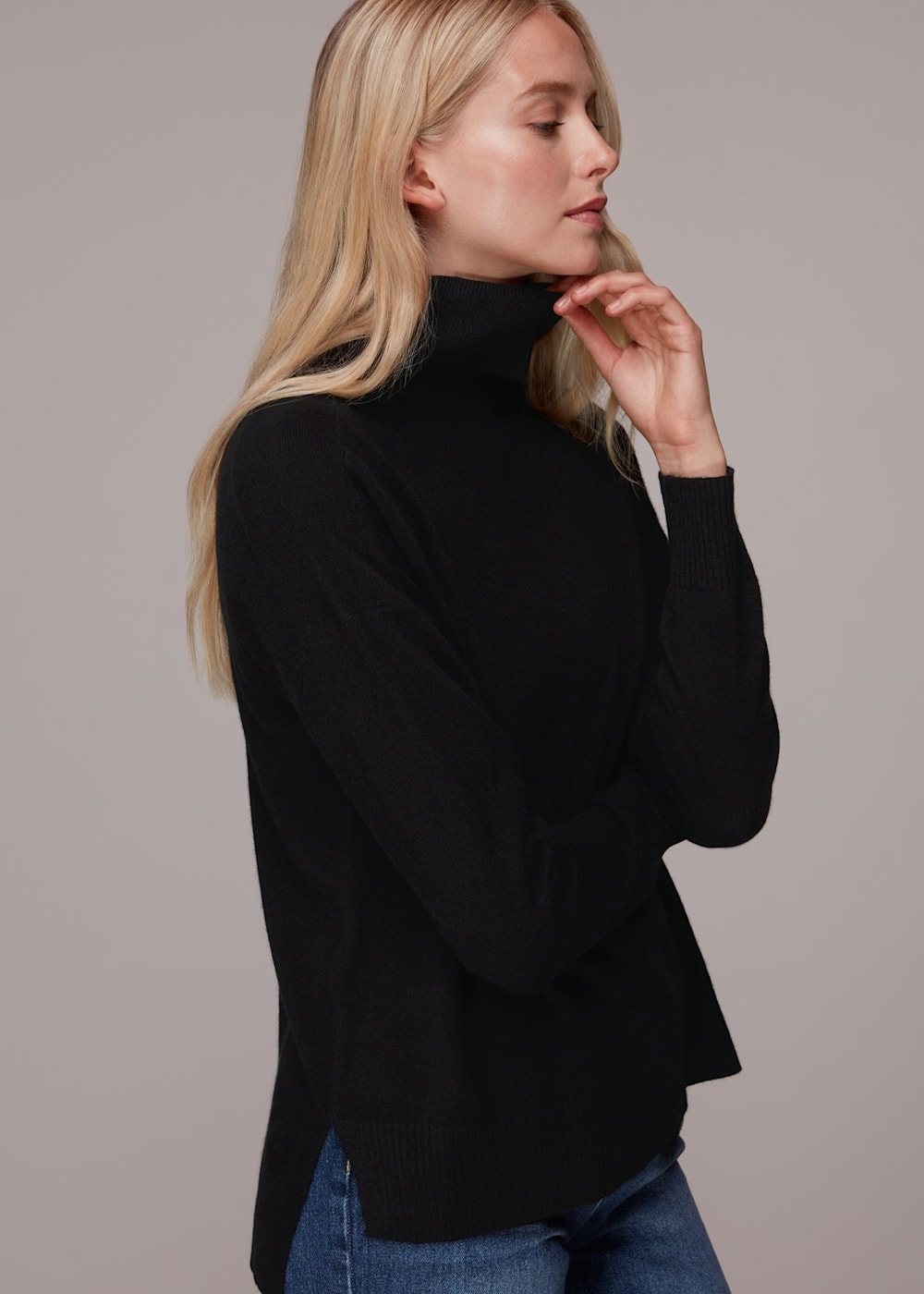Black cashmere polo neck ladies online