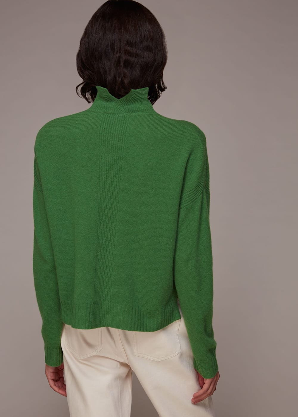 Green Wool Split Funnel Neck Jumper WHISTLES Whistles UK