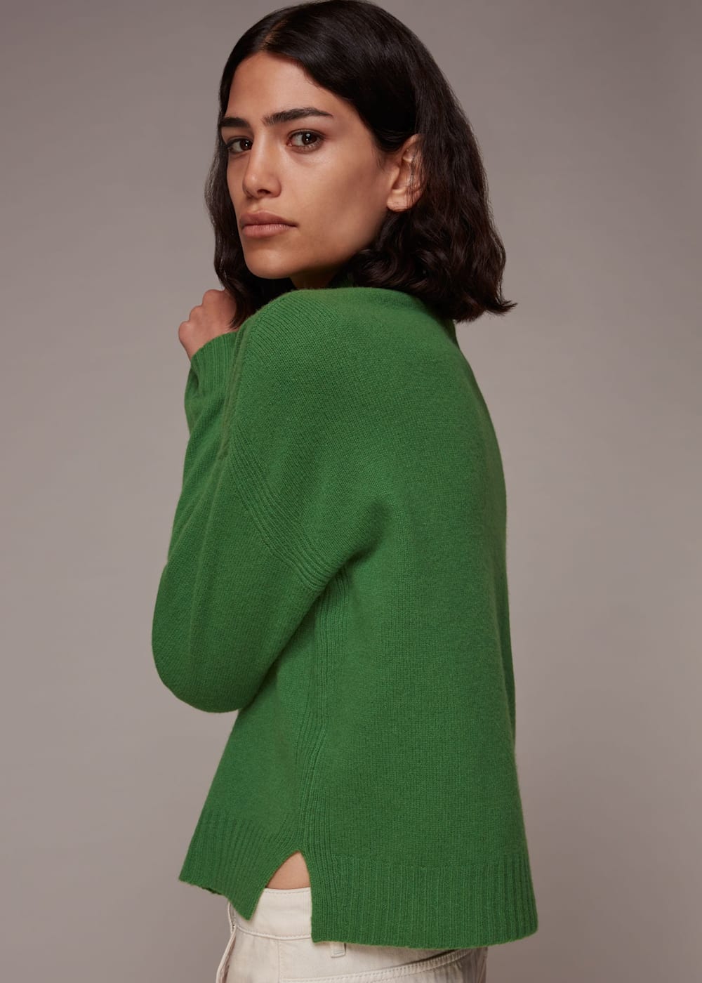 Whistles green cashmere jumper clearance