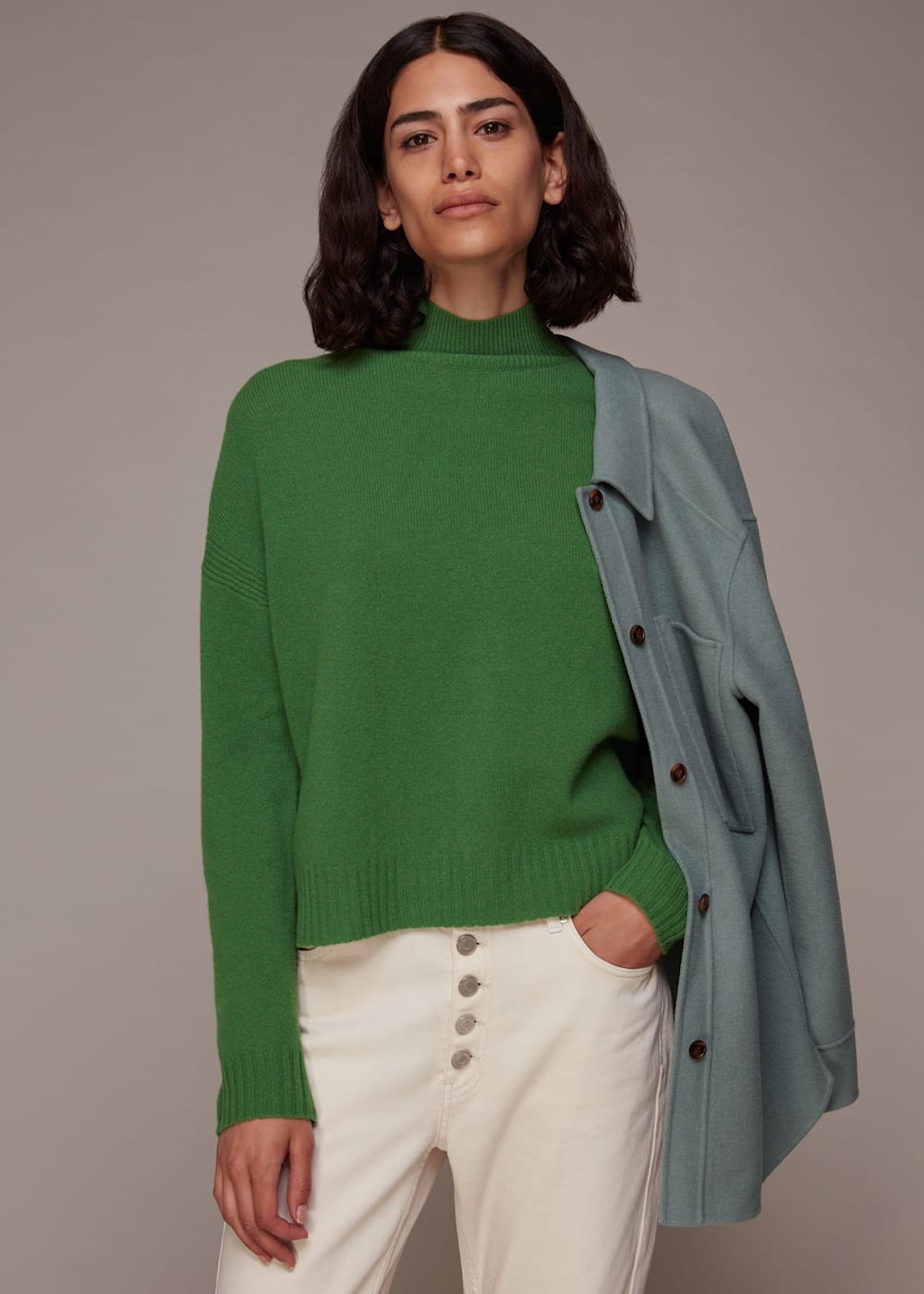 Green funnel neck jumper deals