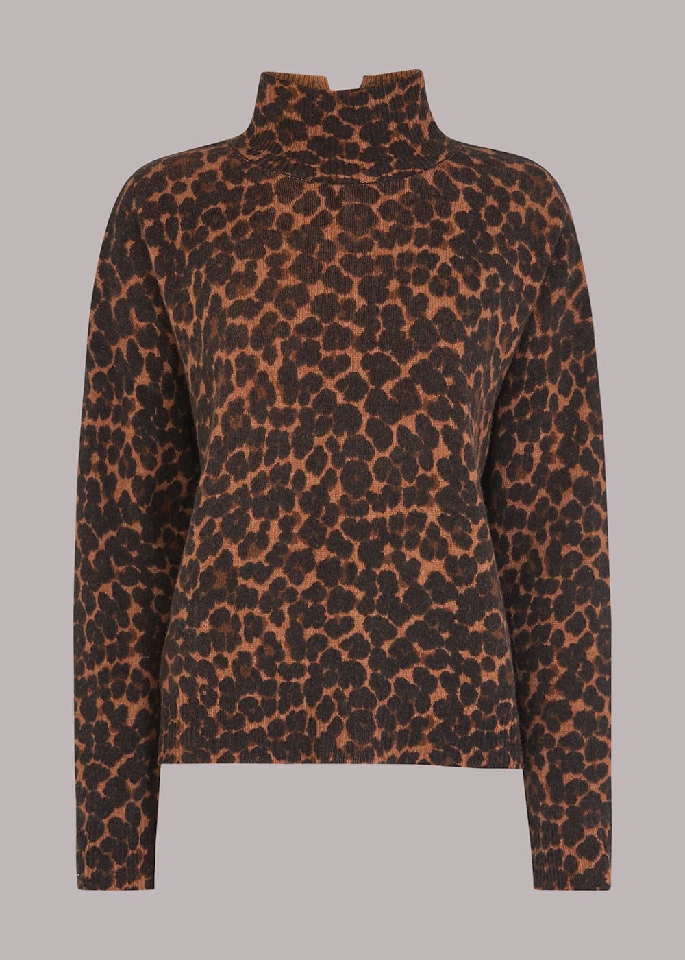 Leopard Print Smudged Animal Wool Split Knit WHISTLES Whistles UK