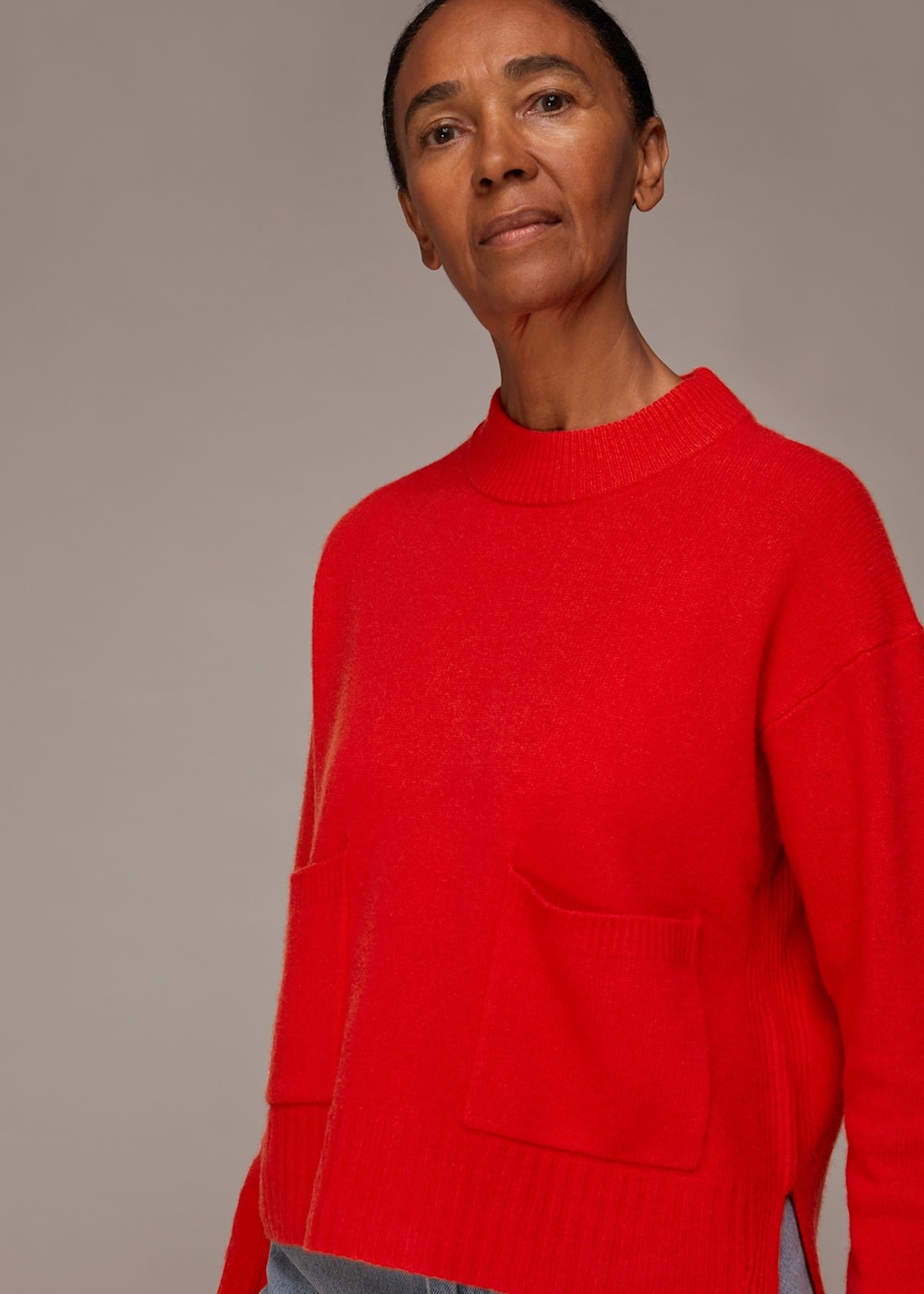 Red Pocket Detail Wool Jumper WHISTLES Whistles UK