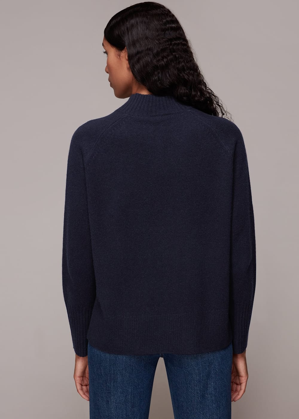 Navy Merino and Cashmere Half-Zip Sweater - Proper Cloth