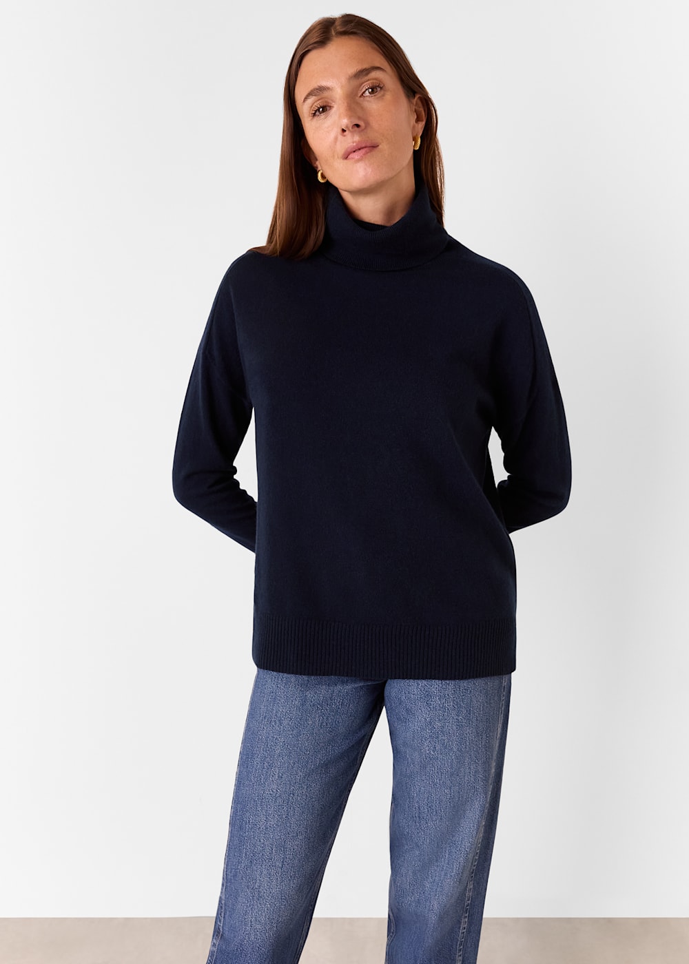 Whistles Cashmere Roll Neck Navy Whistles Cashmere Roll Neck Navy