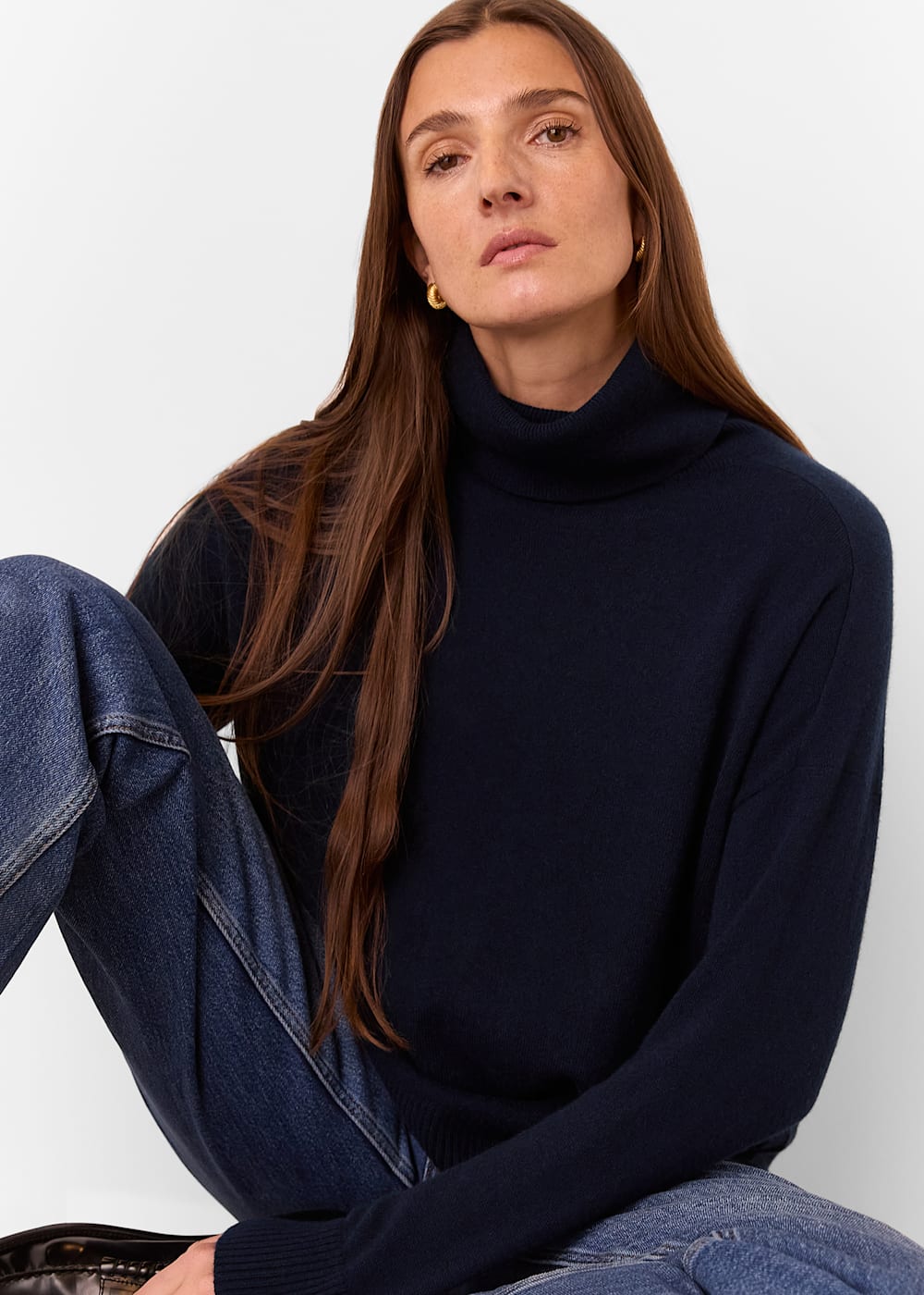 Whistles Cashmere Roll Neck Navy Whistles Cashmere Roll Neck Navy