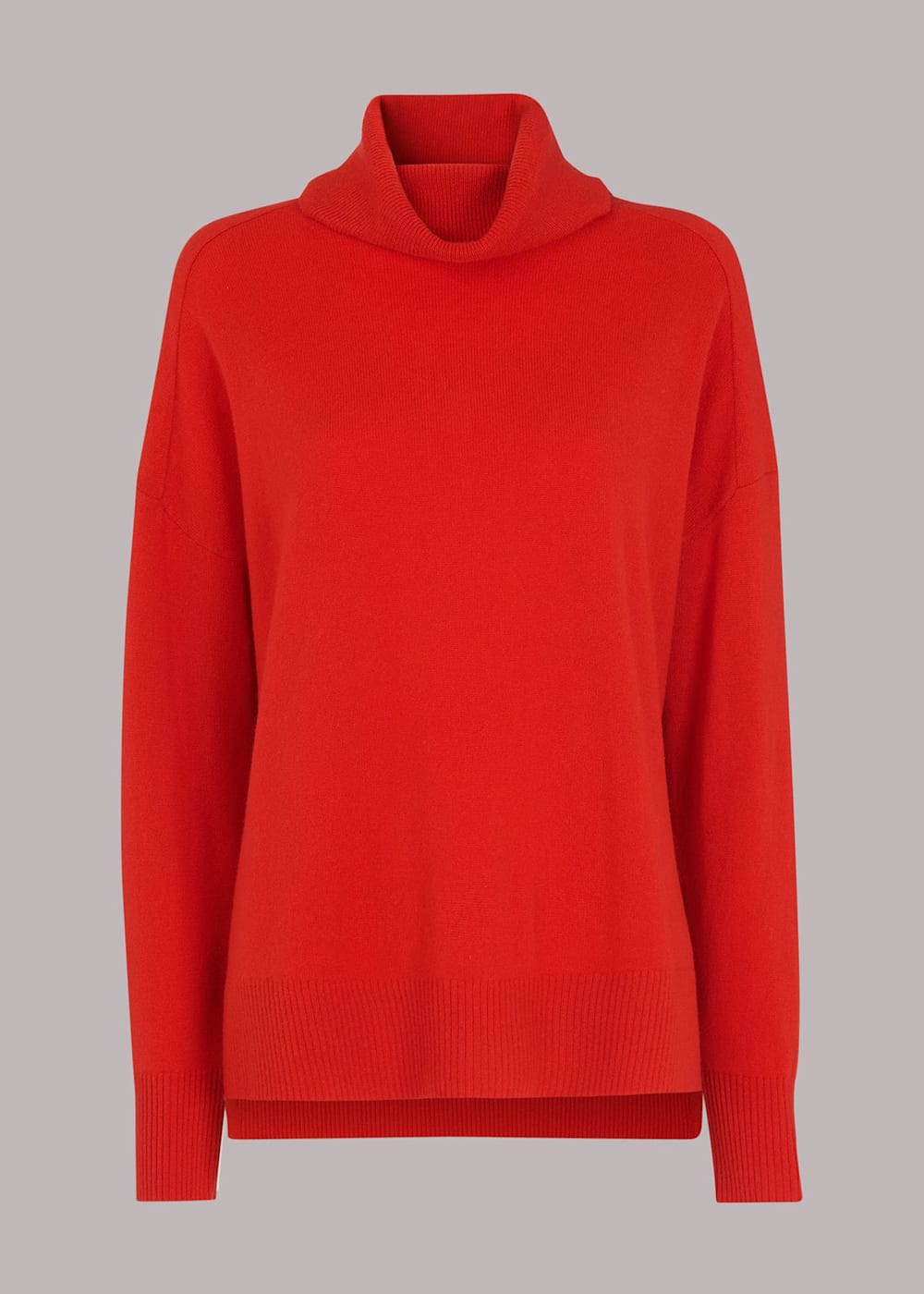 Red cashmere polo neck jumper best sale