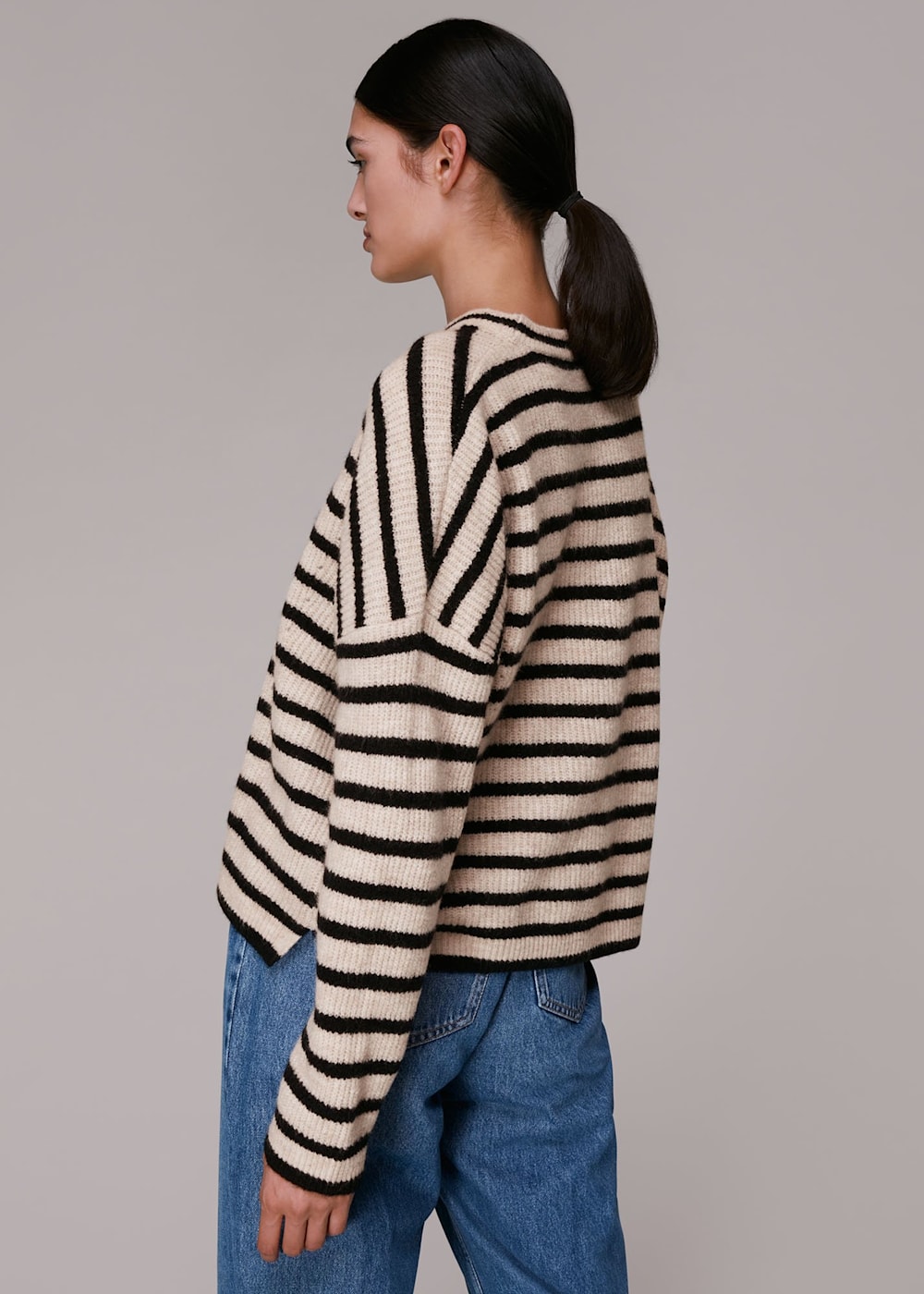 Ribbed crew neck sweater clearance