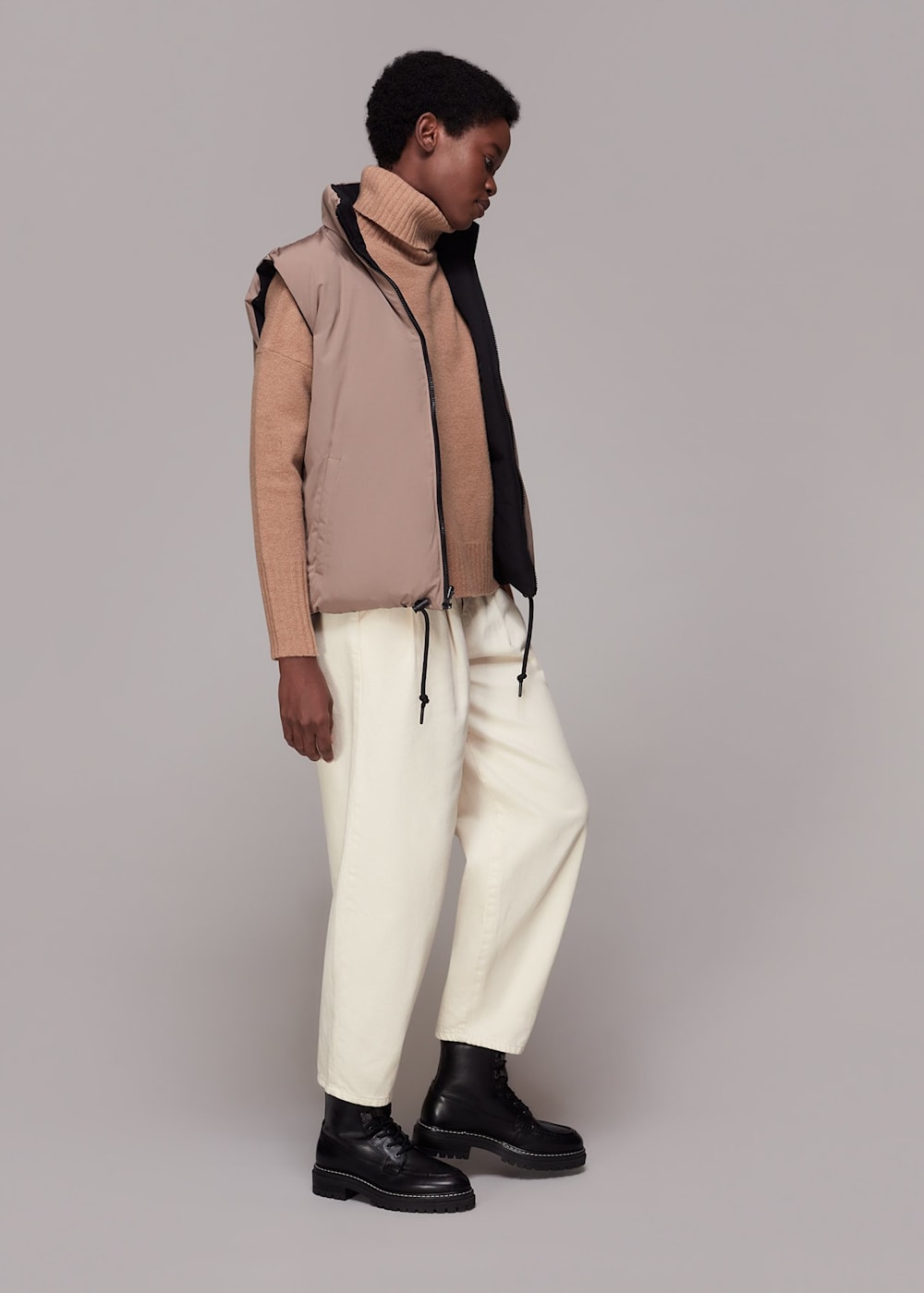 Camel Roll Neck Wool Knit WHISTLES Whistles US
