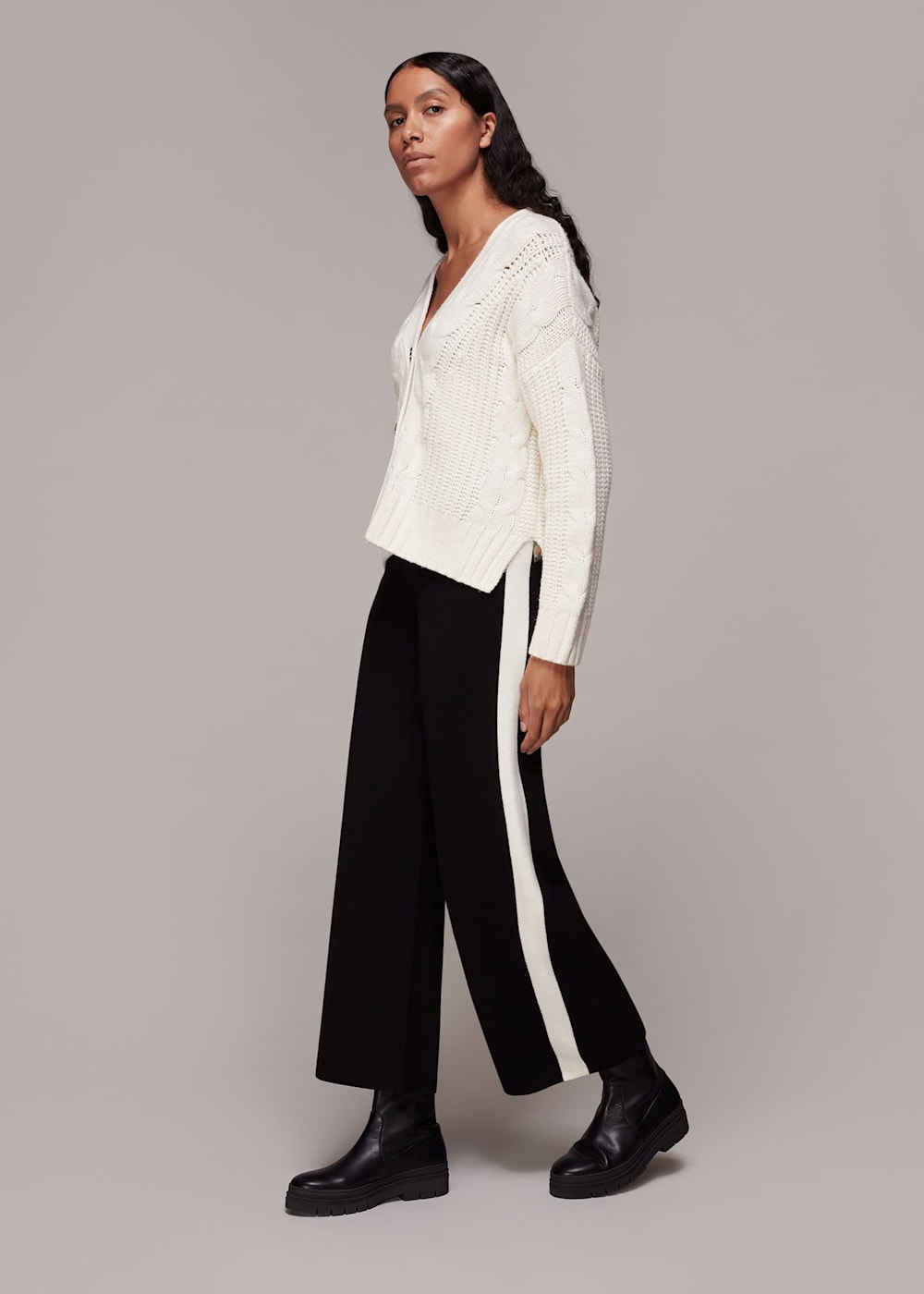 Women's Ivory Cable Knit Cardigan | Whistles US |