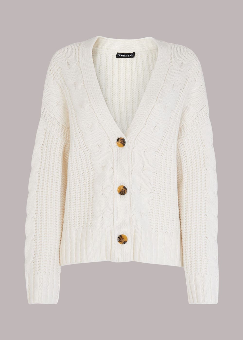 Women's Ivory Cable Knit Cardigan | Whistles US |