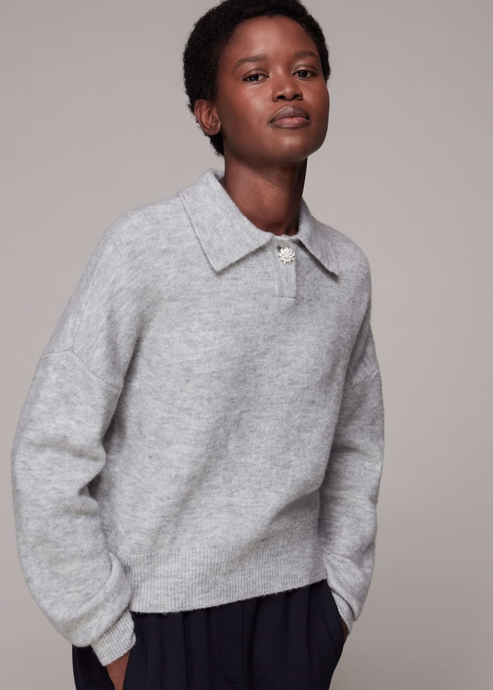 Jewel collar jumper new arrivals