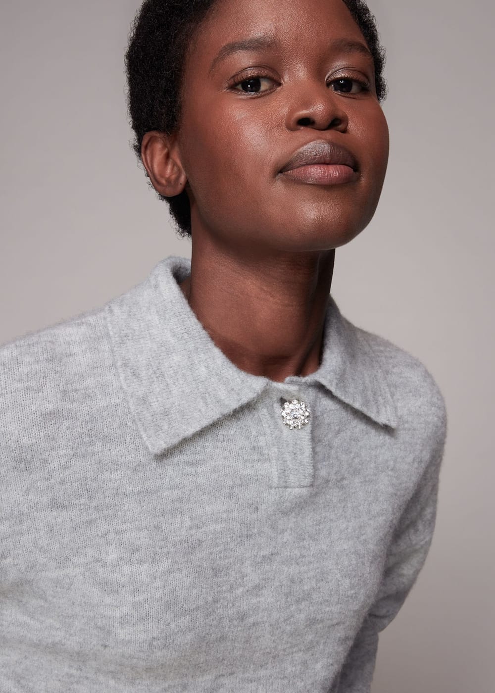 Button collar sweater women's cheap