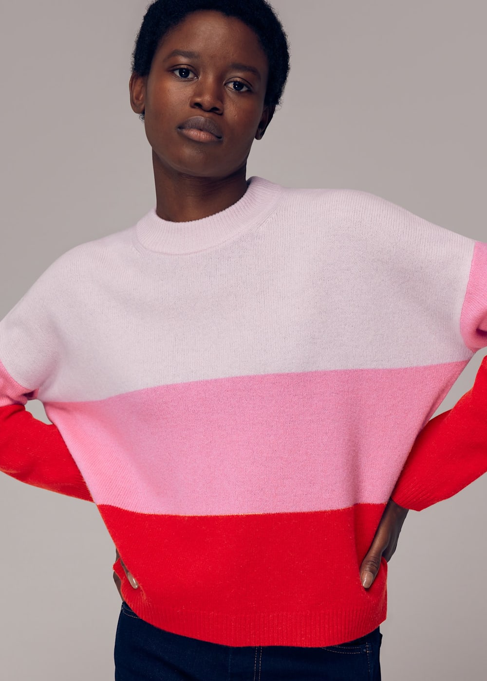 Pink and white sweater discount