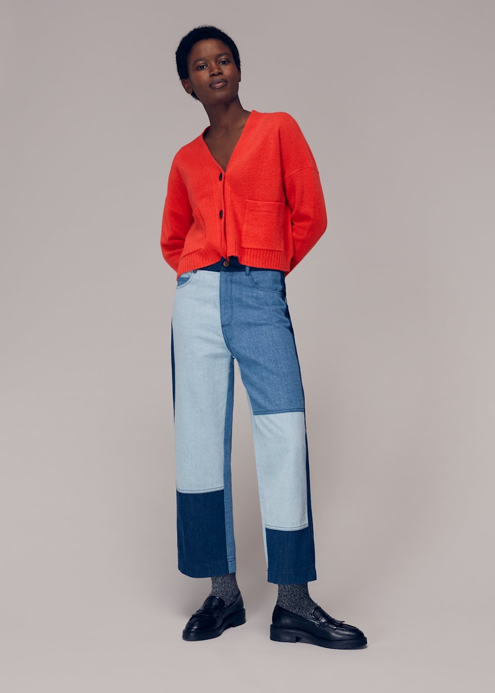 Red cardigan with pockets 2025