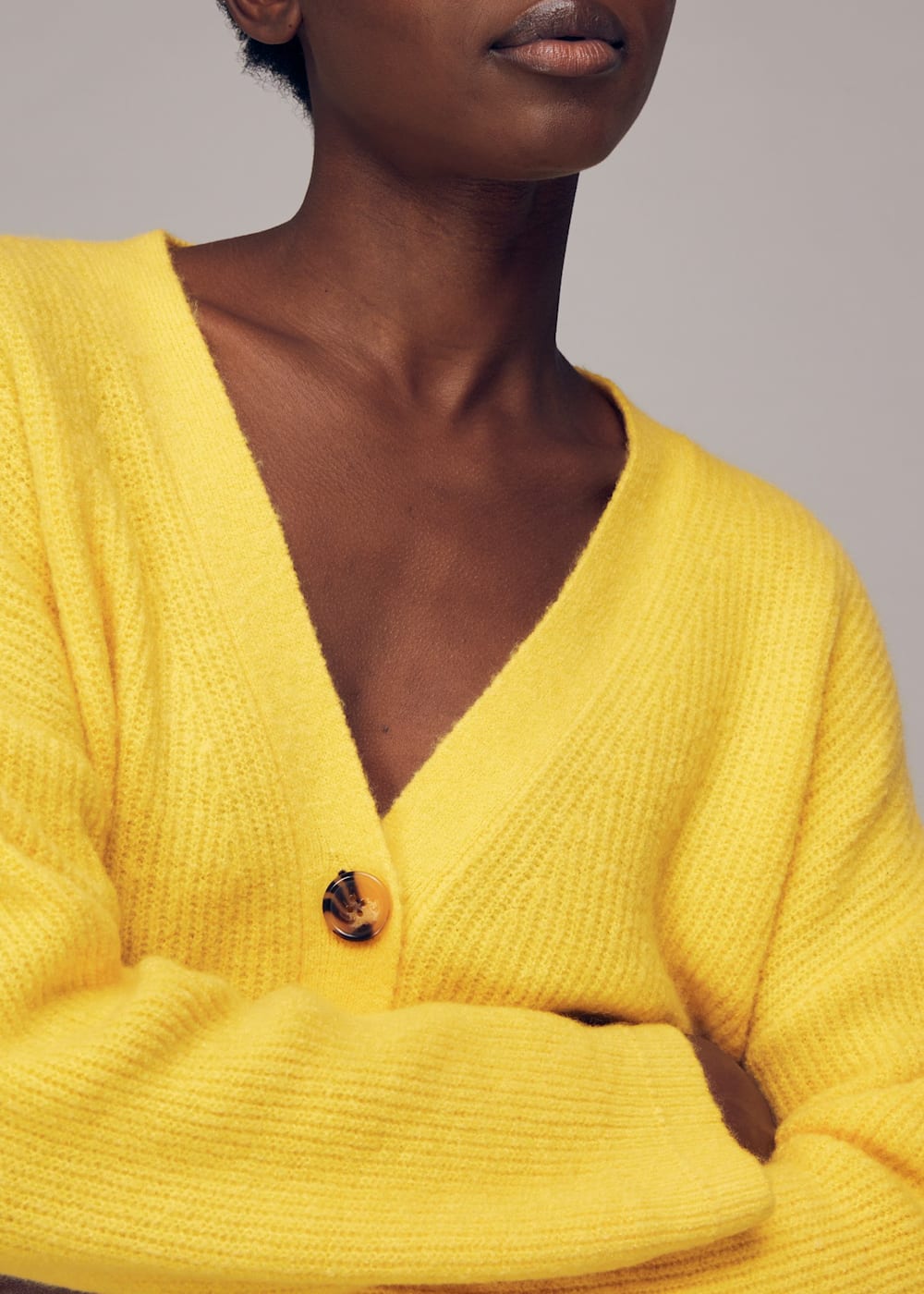 Women's Yellow Easy Wool Mix Rib Cardigan | Whistles US | Women's Yellow Easy Wool Mix Rib Cardigan | Whistles US |