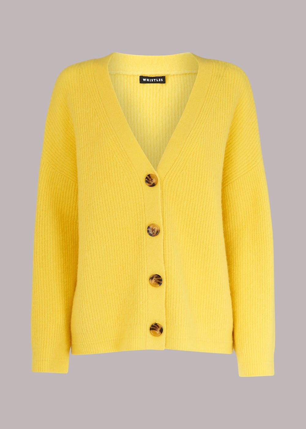 Women's Yellow Easy Wool Mix Rib Cardigan | Whistles US | Women's Yellow Easy Wool Mix Rib Cardigan | Whistles US |