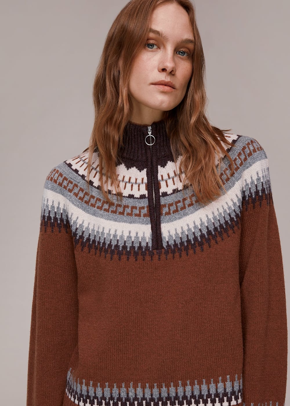 Fair isle zip cardigan store