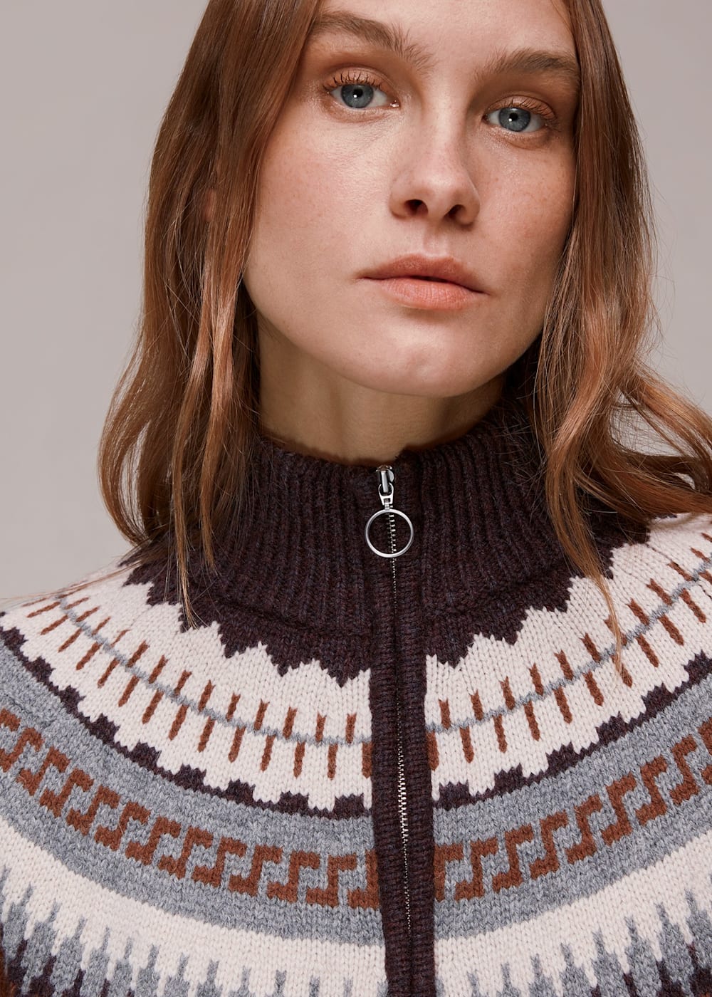 Fair isle zip sweater deals