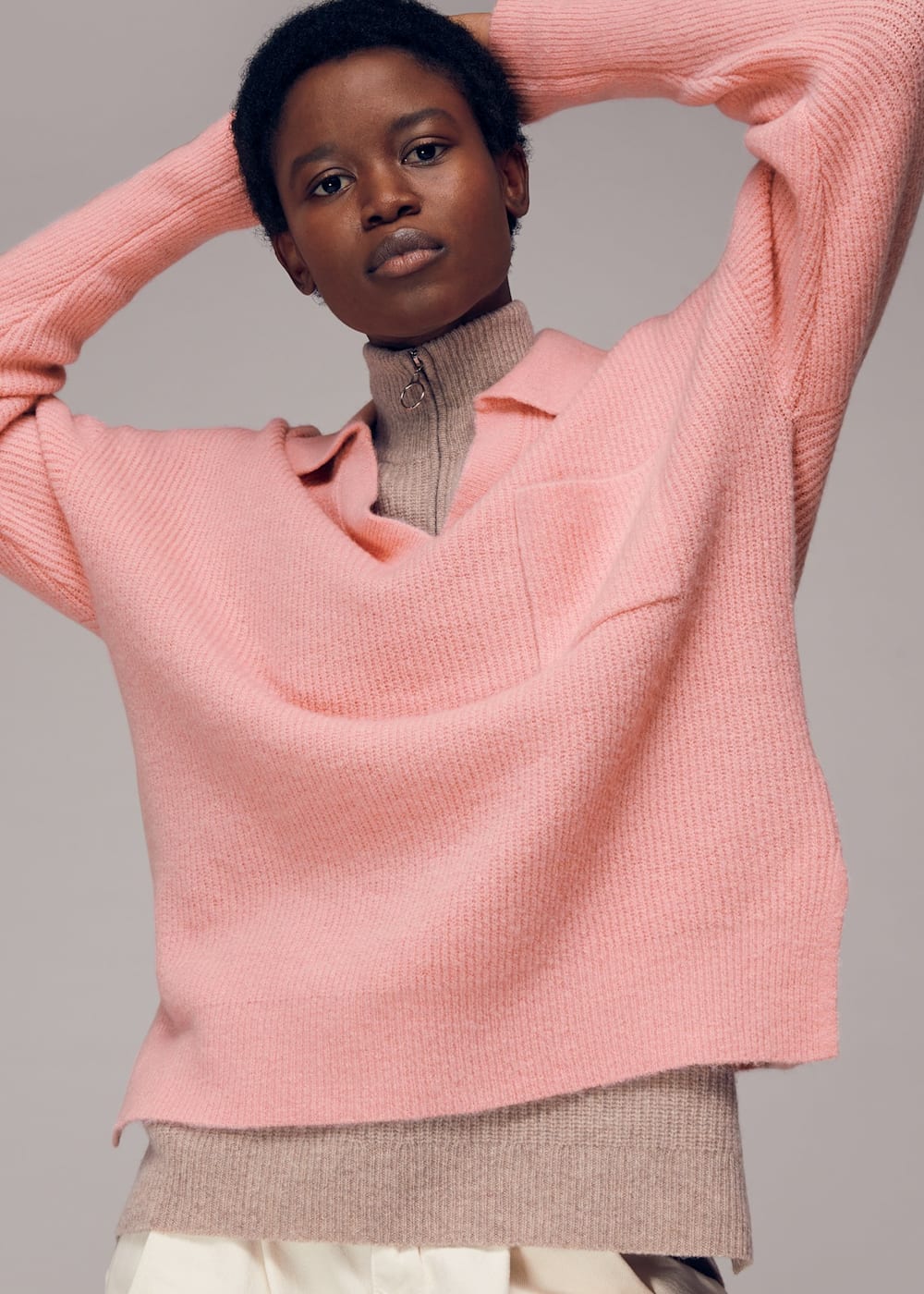 Pink jumper with collar online