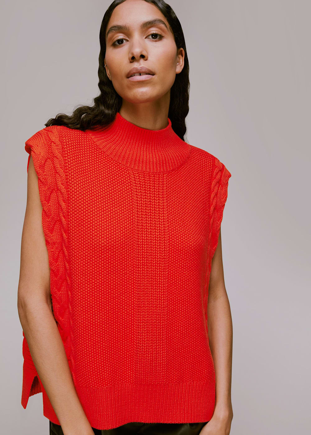 Red Sleeveless Cable Tank | WHISTLES | Whistles UK |